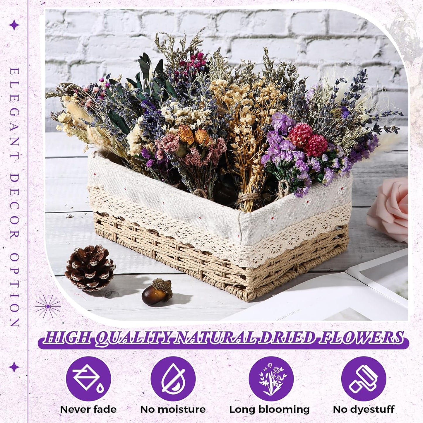 Layhit 12 Pack Boho Dried Flower Bouquet Mini Wedding Handmade Dry Flowers Decor for Vase Crafts DIY Photo Boutonniere for Men Floral Plant for Bridesmaid Gift Birthday Decor