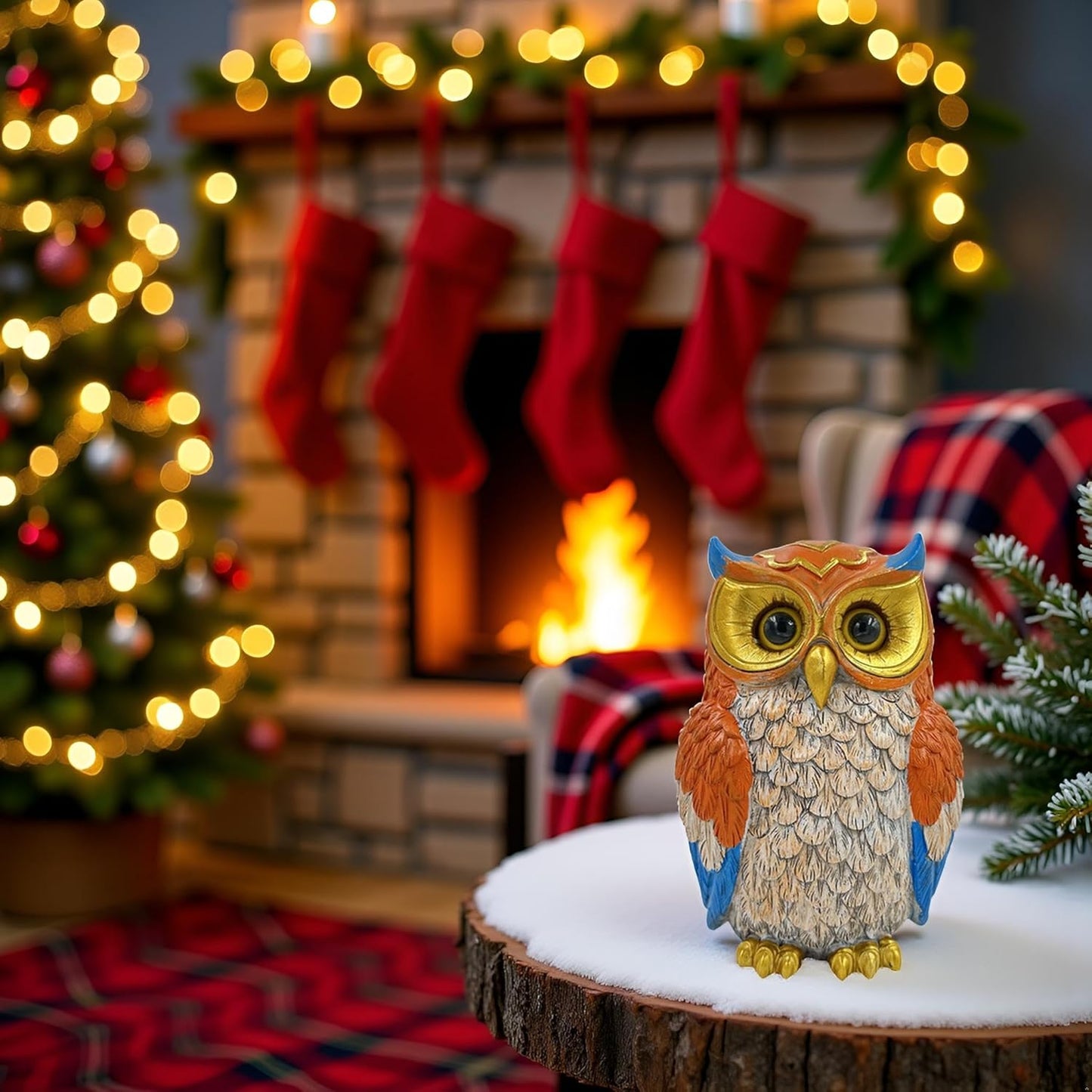 Cute Owl Figurine - Decorative Resin Statue with Gold Accents, 4.9 Inch Small Animal Decor for Home, Office, Kids Room, Gift for Owl Lovers