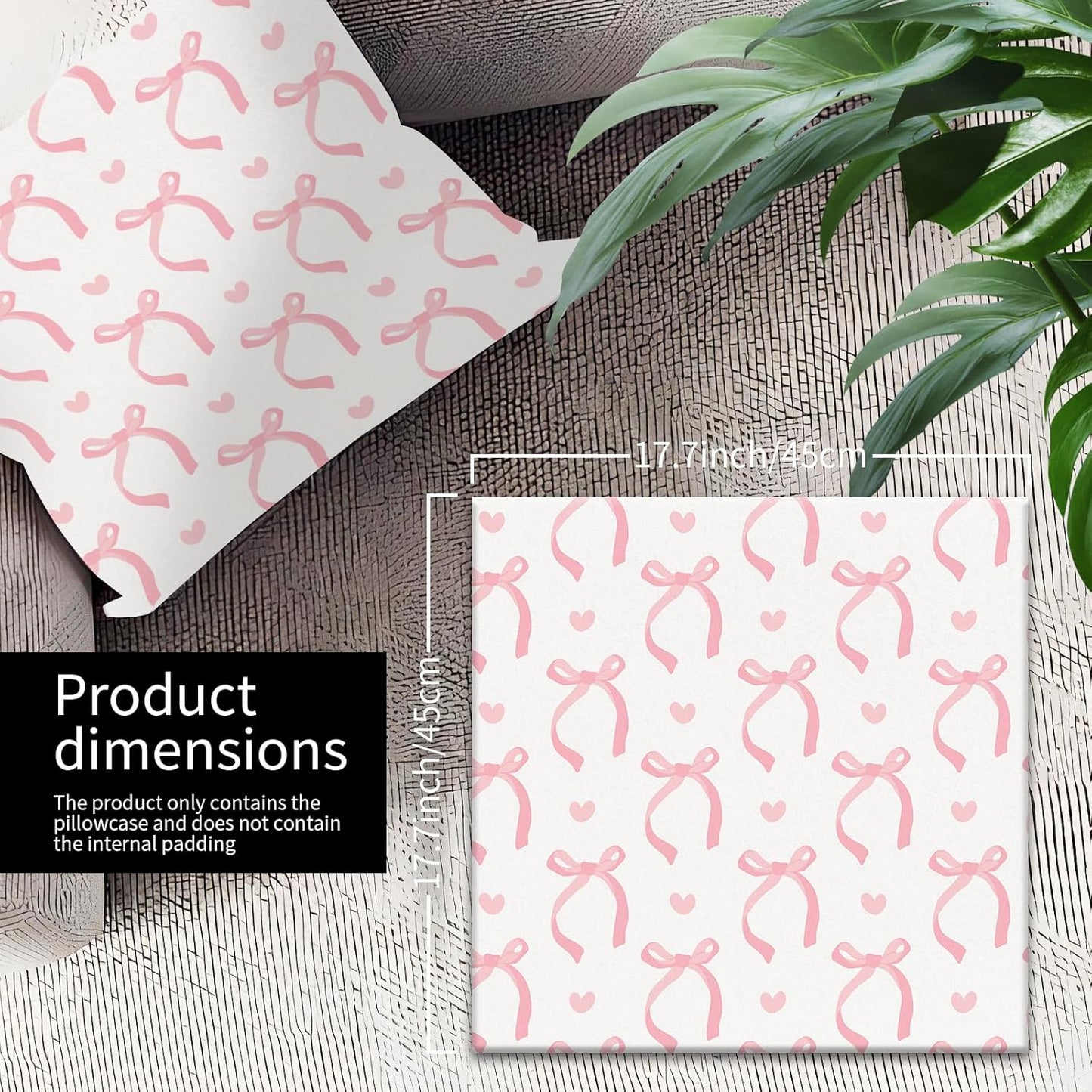 Decorative Throw Pillow Covers 18x18 Inch, Cute Home Decor for Living Room Outdoor Funny Pillowcase Polyester Cushion Case Pink White Bows