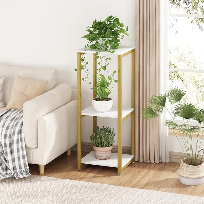 Plant Stand Indoor Corner Tall 3 Tier Metal Modern Flower Storage Plant Shelf Holder for Living Room Balcony Garden,Gold (3 Tier-Gold)
