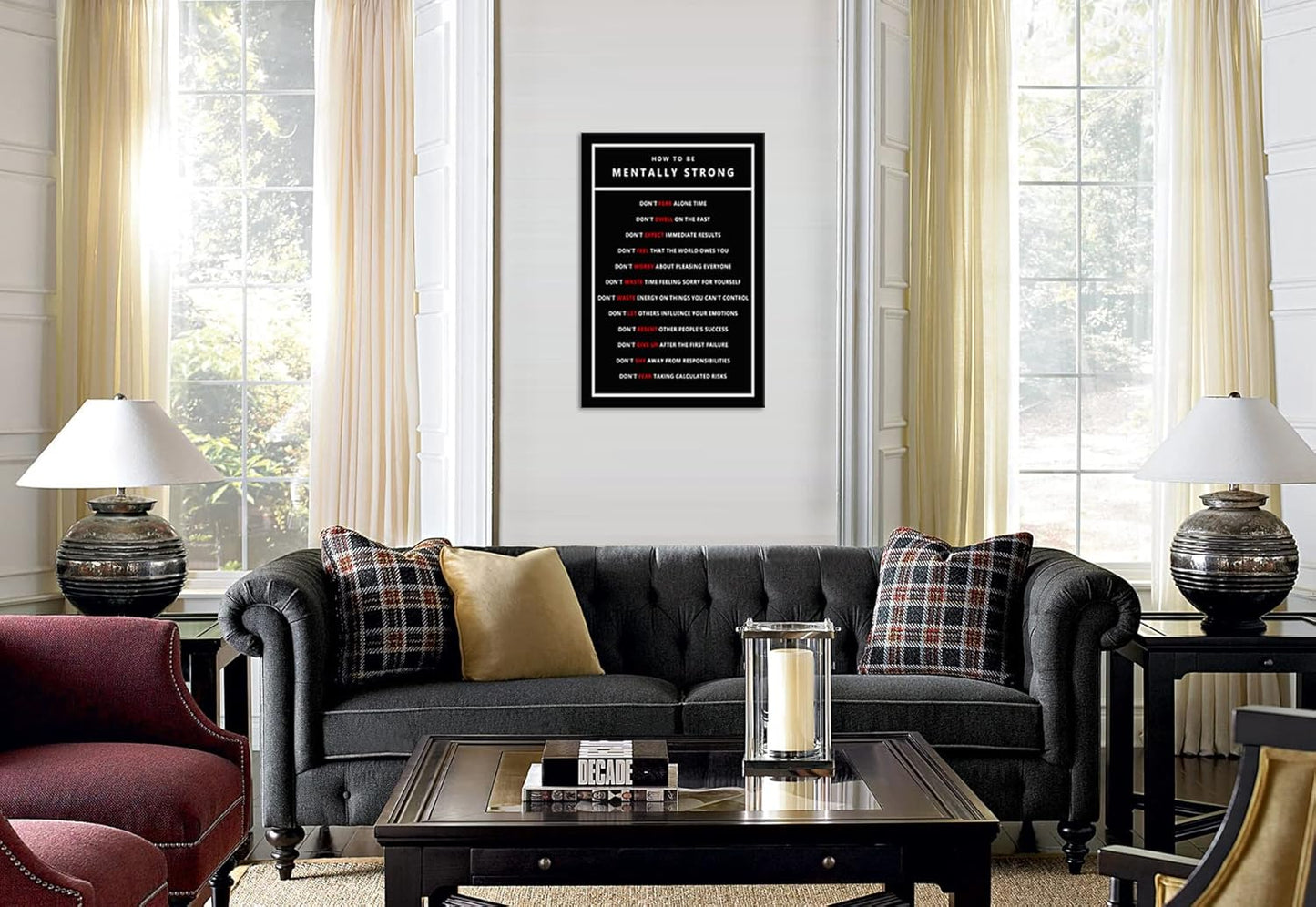 Inspirational Wall Art Motivational Posters Canvas Painting How To Be Mentally Strong Pictures Inspiring Entrepreneur Quotes Framed Prints Artwork Living Room Bedroom Office Decor[24''W x 36''H]