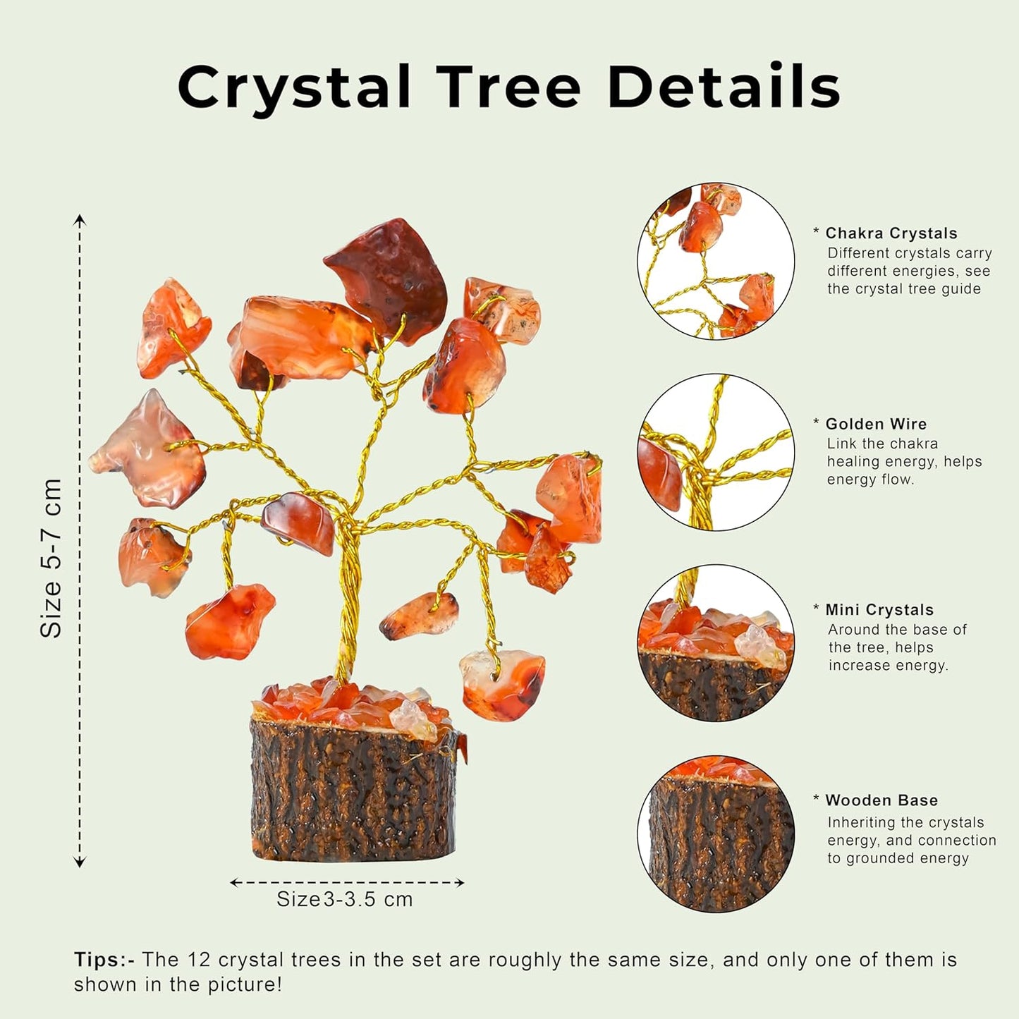 Crocon 12 Crystal Tree of Life Return Gifts Birthday Gifts for Women Chakra Healing Crystals & Stones for Positive Energy Good Luck Home and Office Decor Party Favor Gift for Mom & Dad Housewarming