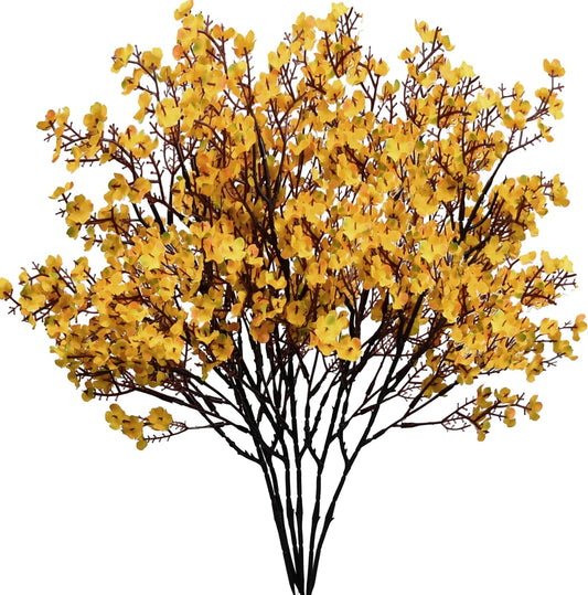 Mandy's Dark Yellow Artificial Baby’s Breath Flowers 6 Bundles Silk Gypsophila with Bendable Stems for Fall Centerpiece Wedding Decor and Table Arrangements
