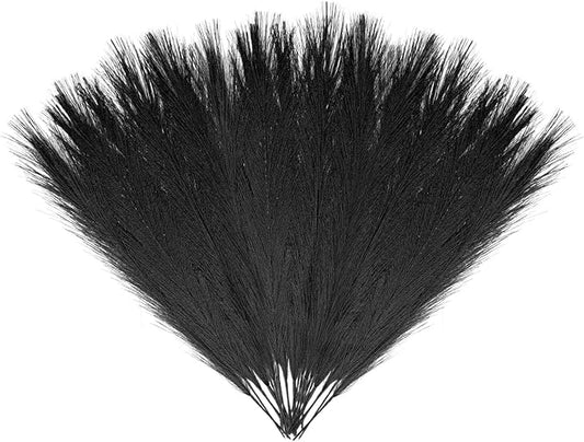 30 Pcs Black Faux Pampas Grass, 17 Inches Artificial Pampas Grass Bulk, Short Fluffy Faux Pompas for Vase Filler, Home Boho, Wedding Anniversaries, Baby Shower Decoration