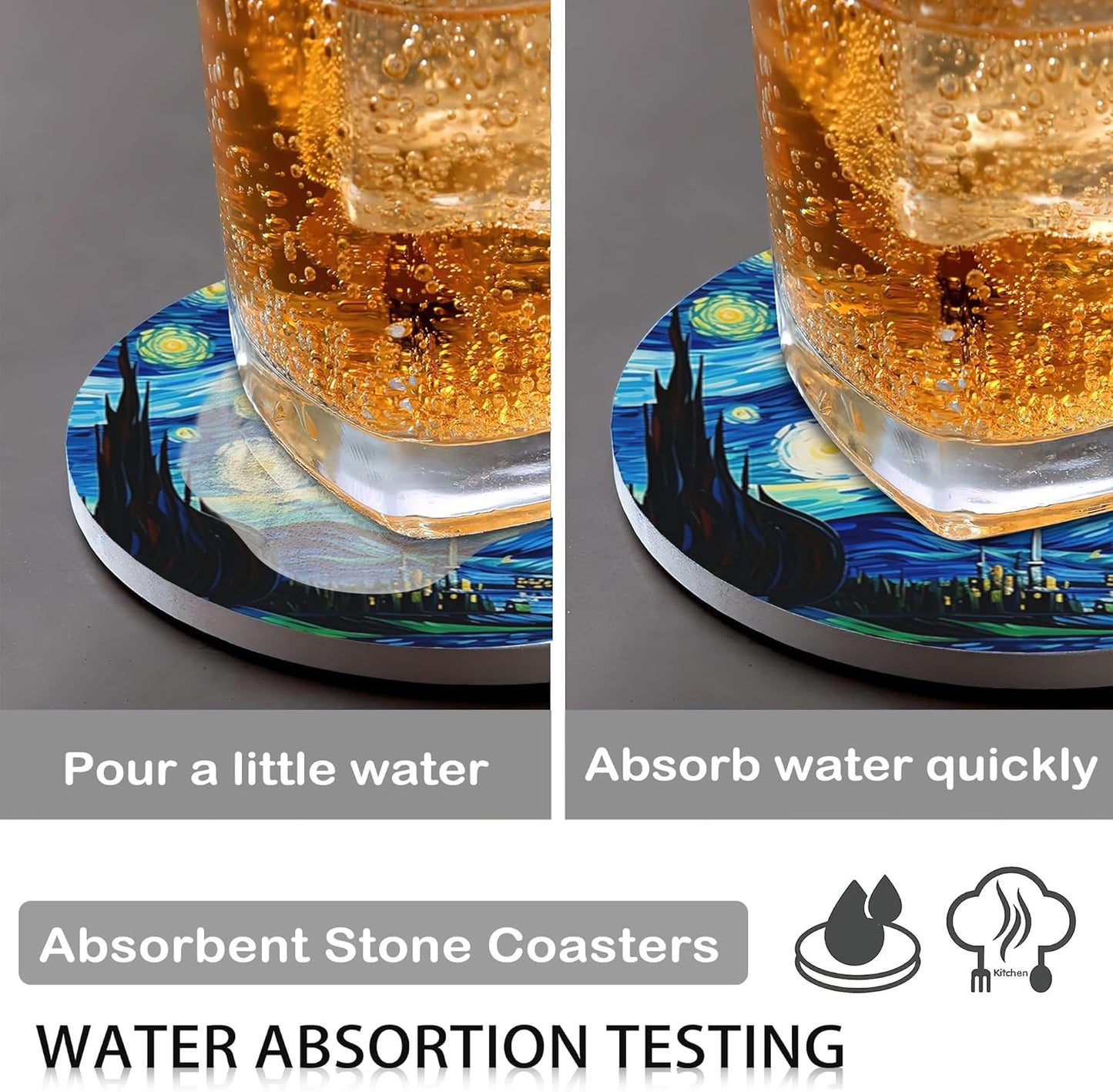 Coasters for Drinks Absorbent with Holder,Abstract Starry Sky Sets of 6 Durable Cup Coaster for Coffee Table Protection,Great Housewarming Birthday Gifts,Home Decor