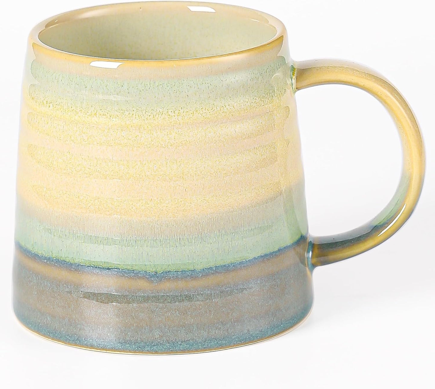 Large Ceramic Coffee Mugs, Handmade Pottery Mug, Tea Cups with Handle for Office and Home, 16 Ounces, Dishwasher and Microwave Safe (Grayish Blue)