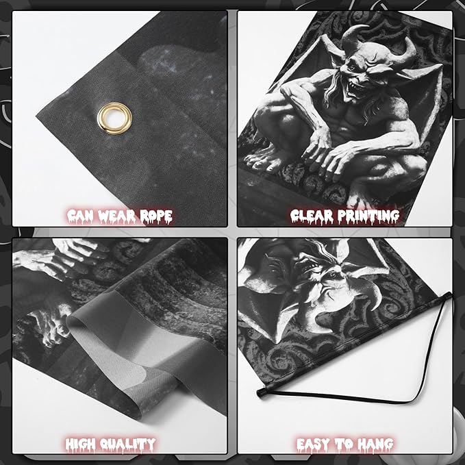 3 Pcs Halloween Cemetery Archway Halloween Cemetery Banners Gothic Outdoor Banners Sign Banner Decorations for Outdoor Party Supplies(Classic)