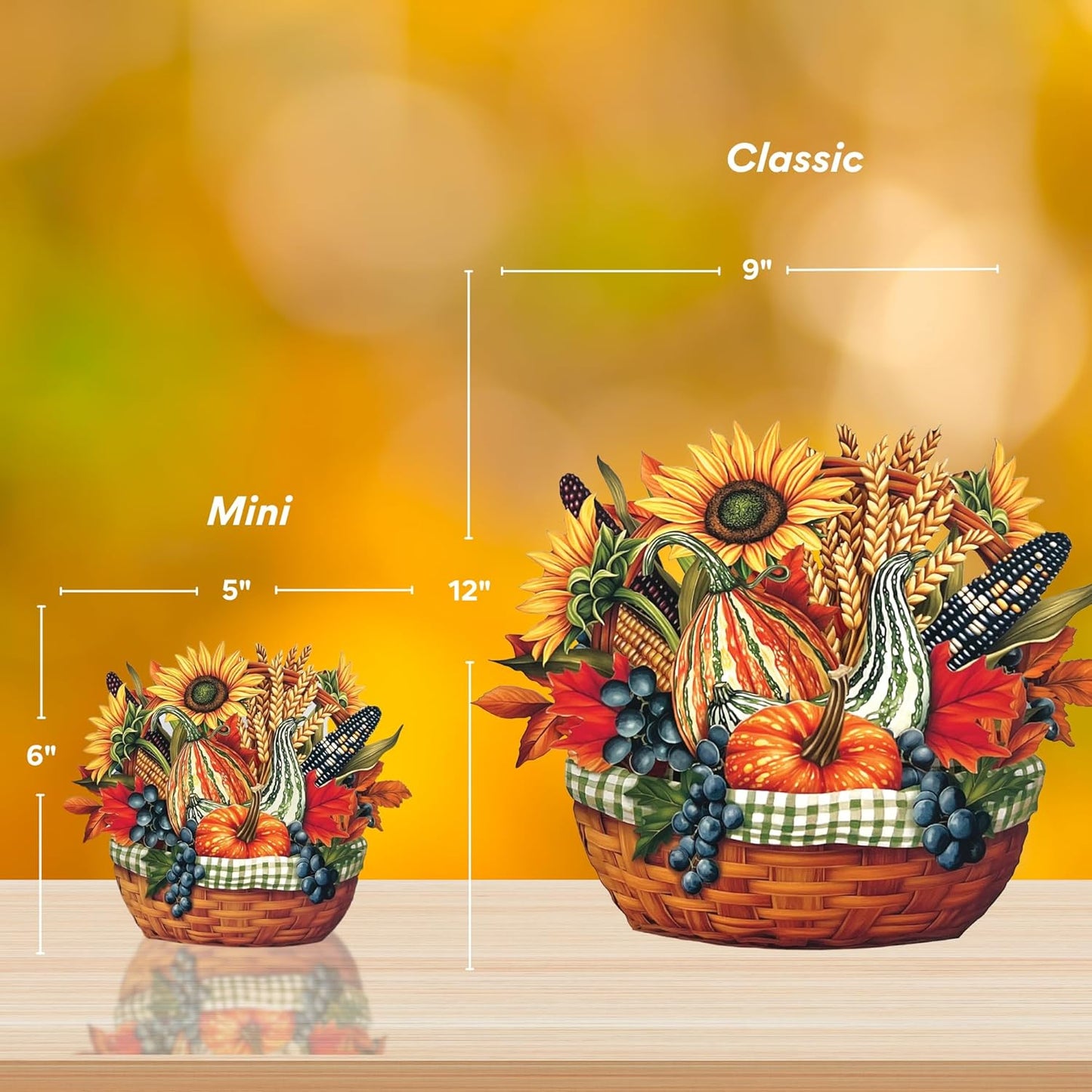 Freshcut Paper Pop Up Cards, Golden Harvest, 12 Inch Life Sized Forever Flower Bouquet 3D Popup Greeting Card, Birthday Cards, Thank You Card, Blank Notecard & Envelope