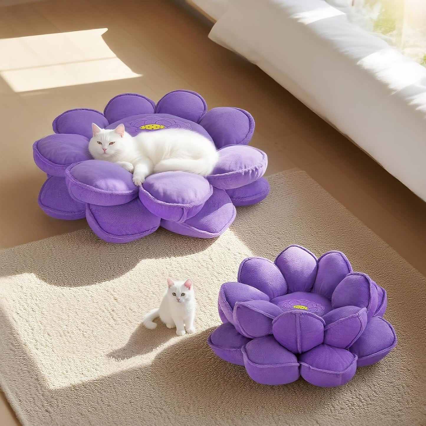 Lotus Flower Floor Pillows, Large Cushion Inspired by Lotus Flower Design, Decorative Seating for Living Room, Bedroom, and Lounge, Soft Washable Floor Cushion for Relaxation, and Family Activities