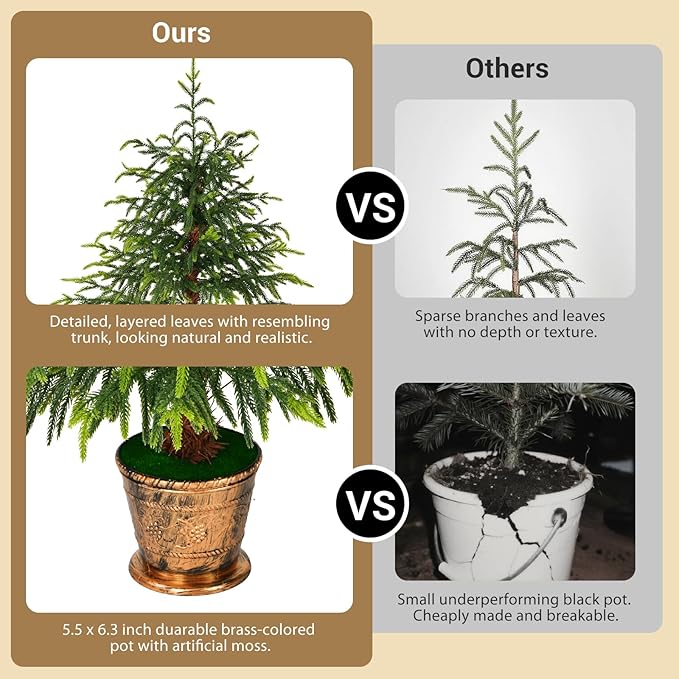 4.2 FT Real Touch Norfolk Pine Christmas Tree - Christmas Decorations - Artificial Shrubs Fake Potted Plants Faux Bushes for Christmas Decorations Outdoor Indoor Home Front Porch Decor