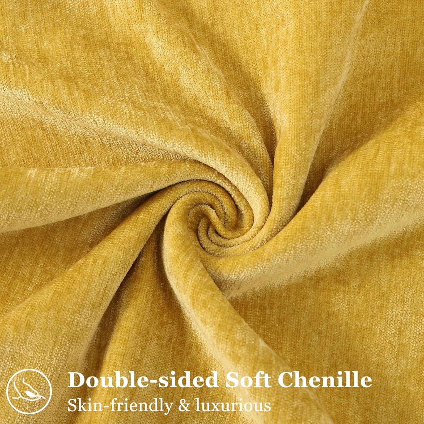 decorUhome Couch Throw Pillow Covers 20x20 Set of 2, Decorative Soft Euro Neutral Chenille Pillow Covers with Elegant Design for Sofa Bed Living Room Home Decor, Mineral Yellow