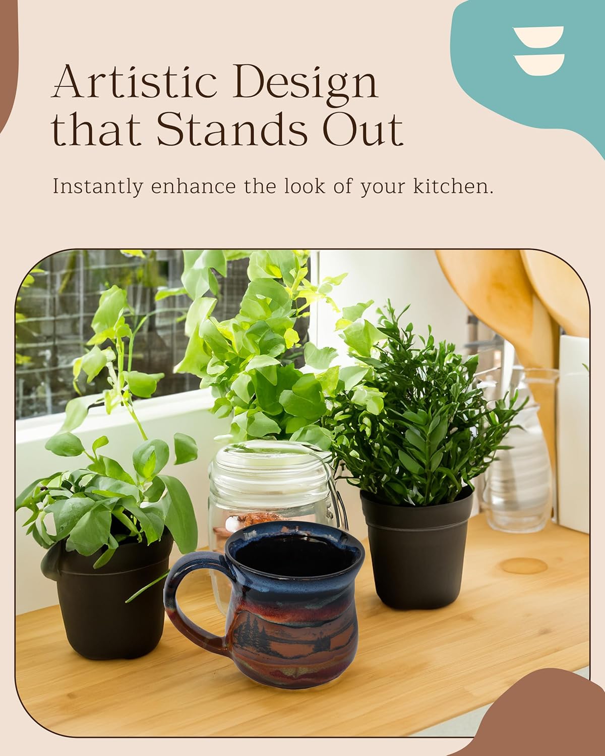 Handmade Ceramic Coffee Mug - Always Azul Mountain Scene 14oz Coffee Mug - Oven, Dishwasher, & Microwave Safe Mug - Kitchen Essentials Made in Colorado, Azulscape