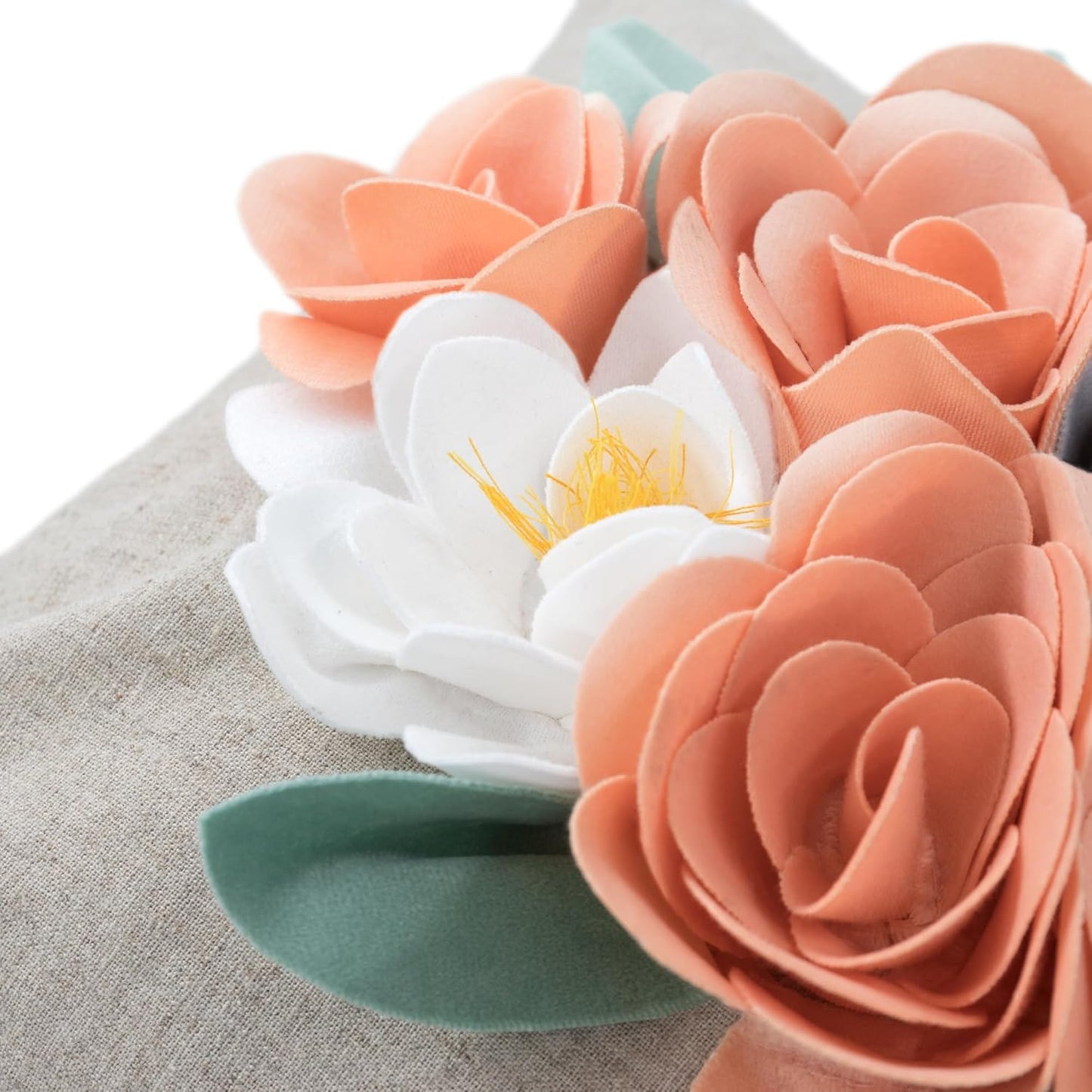 Decorative 3D Flower Throw Pillow Cover Pillowcase Cushion Cover Case for Home Couch Sofa Bed Living Room Decor 12x20 Inch Peach Pink