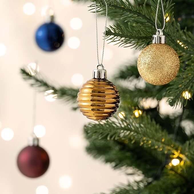 Valery Madelyn 1.57 Inches Small Christmas Tree Decorations Ornament Set for Fall Halloween, 24ct Bronze Copper Purple Shatterproof Hanging Ball Ornaments Holiday Party Decor