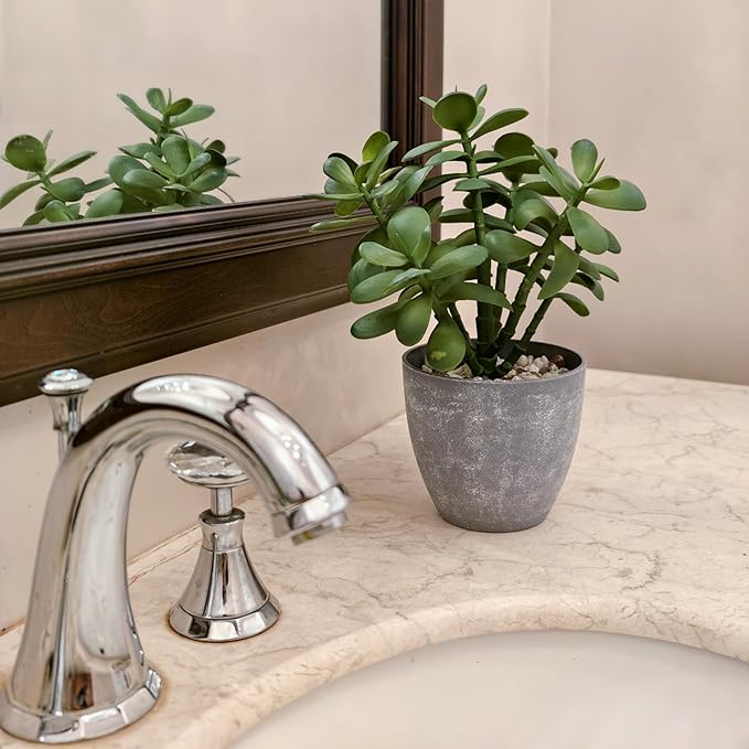 365 Blooming Decor Artificial Jade Plant 12 inch in Gray Pot for Home, Office Decor, Money Tree, Crassula ovata (Gray Pot, 12 inch)