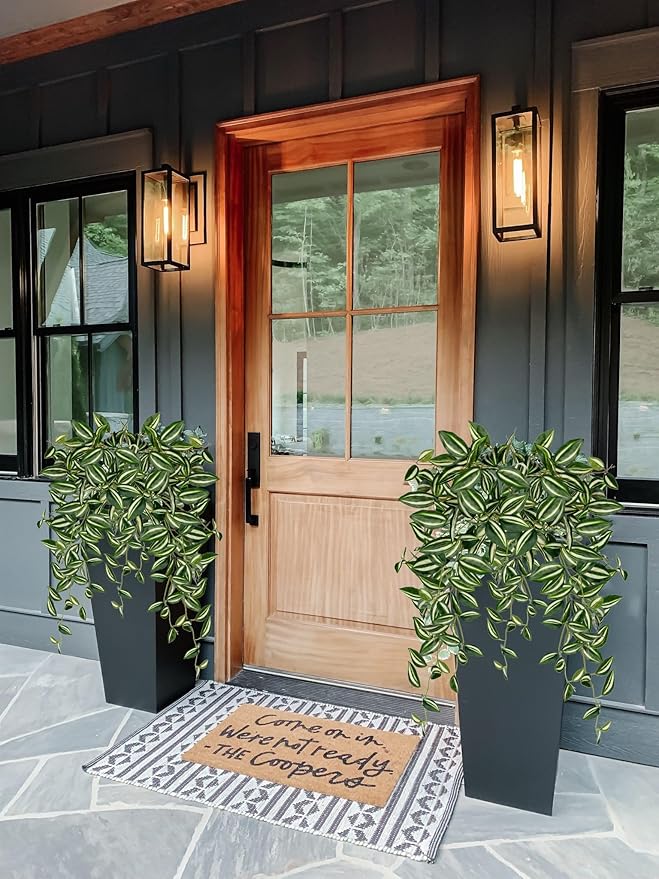 DILATATA Fake Hanging Plants Artificial Hanging Plants 26" Faux Wandering Jew Hanging Leaves Plants for Wall Shelf Home Indoor Outdoor Decor - 2 Pack