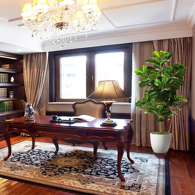 5ft Artificial Fiddle Leaf Fig Tree (60in) with Plastic Nursery Pot Faux Tree, Ficus Lyrata Fake Plant for Office House Farmhouse Living Room Home Decor (Indoor/Outdoor)