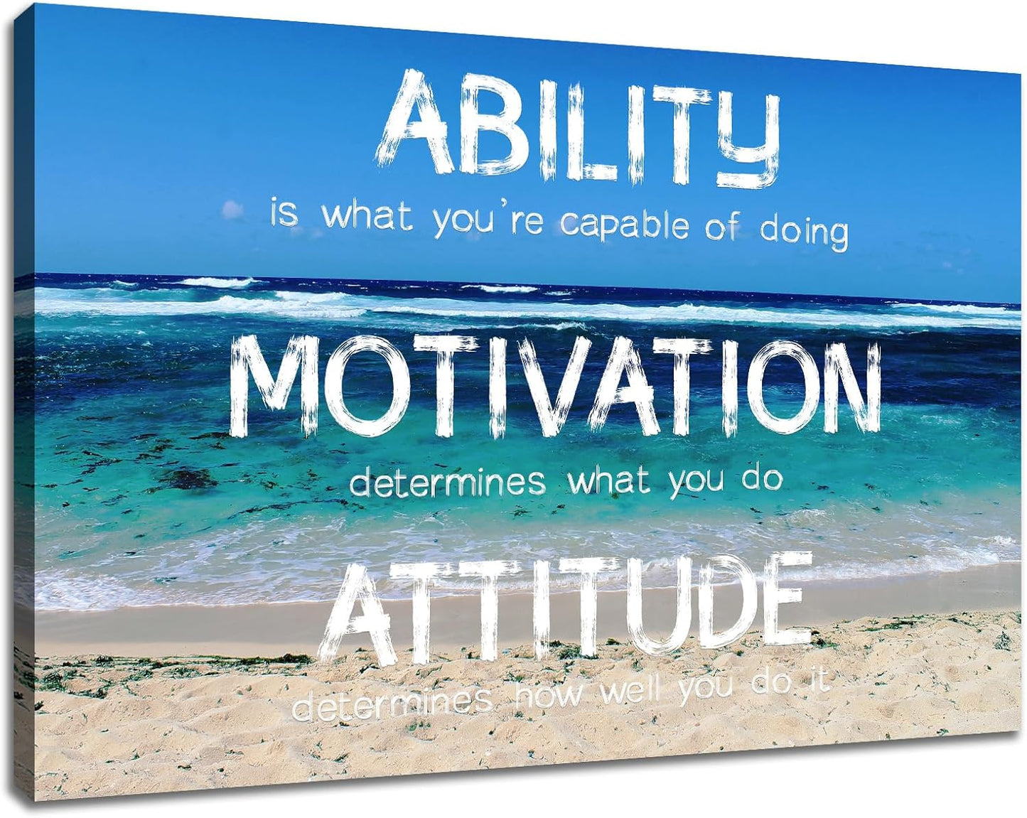 Inspirational Canvas Wall Art Motivational Quotes Poster Print Ability Motivation Attitude Saying Words Picture for Home Living Room Office Bedroom Wall Decor HD Artwork Ready to Hang [18''W X 12''H]