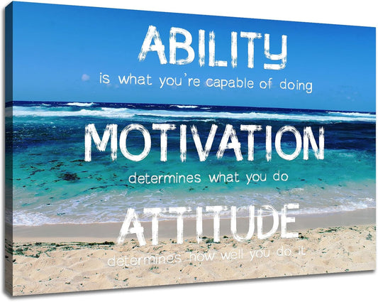 Inspirational Canvas Wall Art Motivational Quotes Poster Print Ability Motivation Attitude Saying Words Picture for Home Living Room Office Bedroom Wall Decor HD Artwork Ready to Hang [18''W X 12''H]