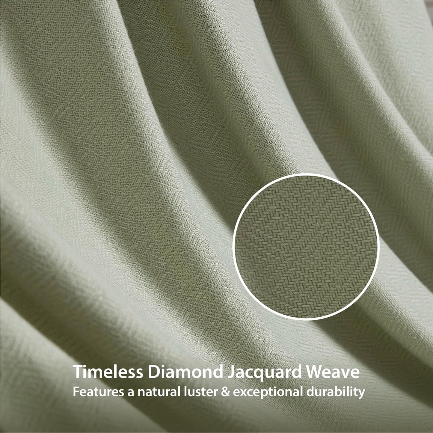 King Size Blanket, 70% Rayon (Derived from Bamboo) and 30% Cotton, Lightweight Jacquard Weave, Breathable and Soft Summer Blanket for Bed or Couch, 108” x 90”, Sage Green