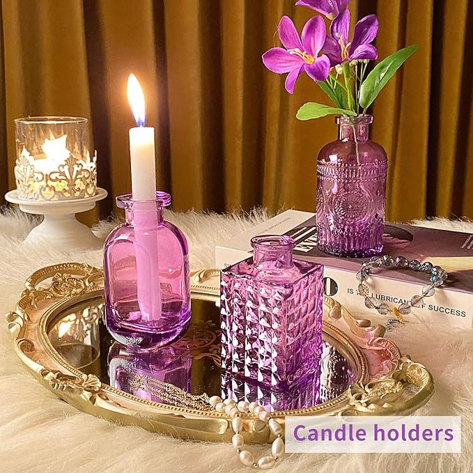 Glass Bud Vases in Bulk Set of 30 Pcs,Small Glass Vases for Flowers as Wedding Centerpieces for Tables,Clear Flower Vases Suitble for Wedding Decorations,Home Decor (Light Purple, 30 pcs)