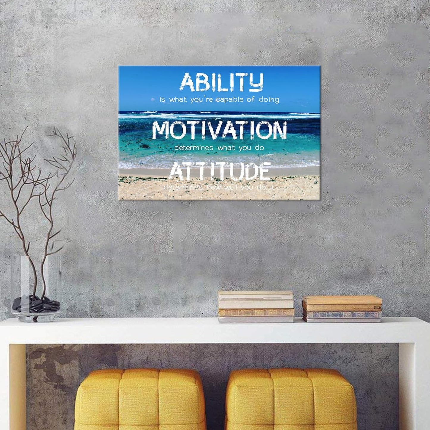 Inspirational Canvas Wall Art Motivational Quotes Poster Print Ability Motivation Attitude Saying Words Picture for Home Living Room Office Bedroom Wall Decor HD Artwork Ready to Hang [18''W X 12''H]