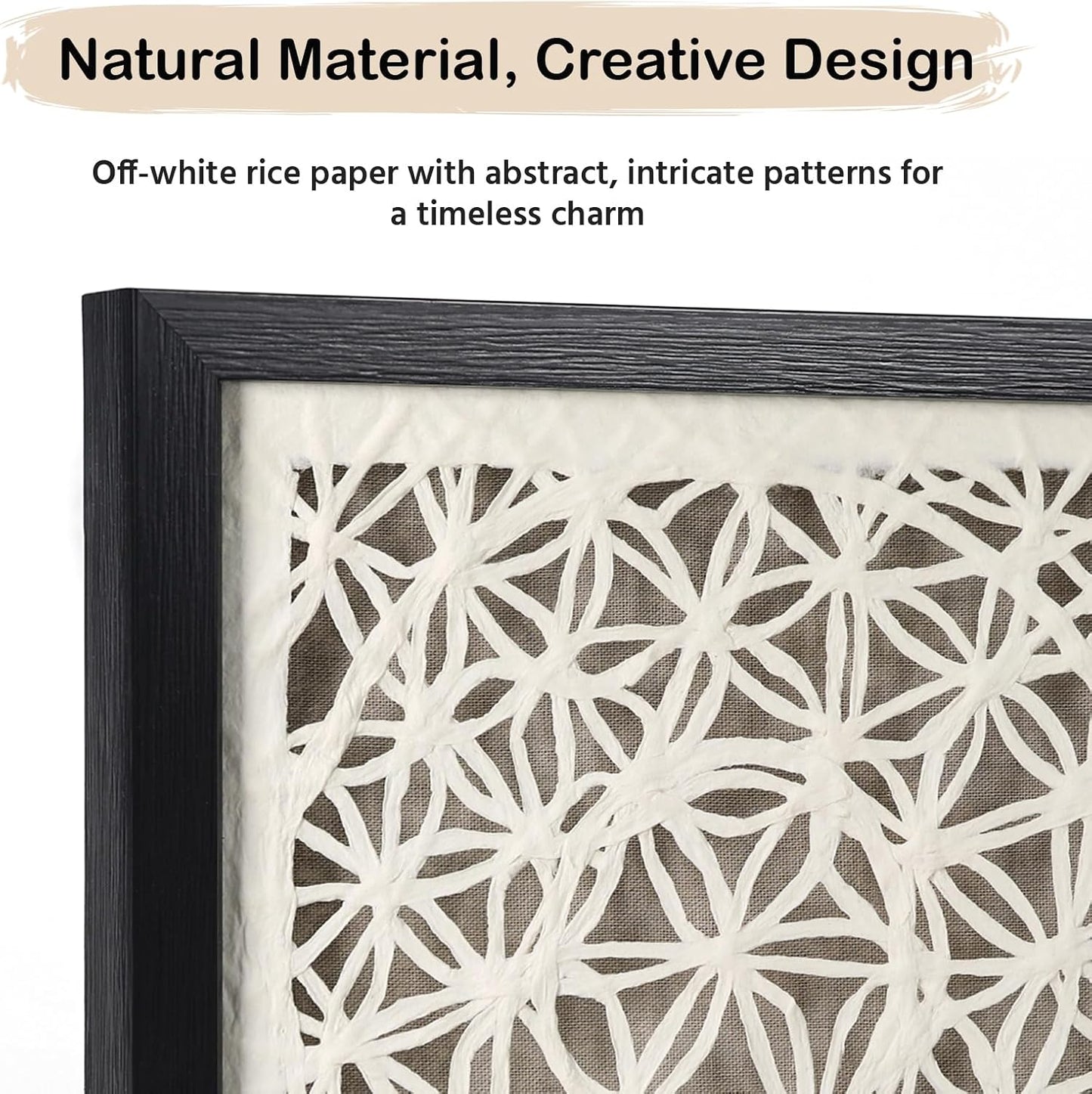 FOLKOR Black and White Wall Art Living Room Decor, 12" Abstract Framed Artwork, Handmade Rice Paper Shadow Box Wall Hanging Sculpture for Contemporary Home Office Bedroom Coffee Shop