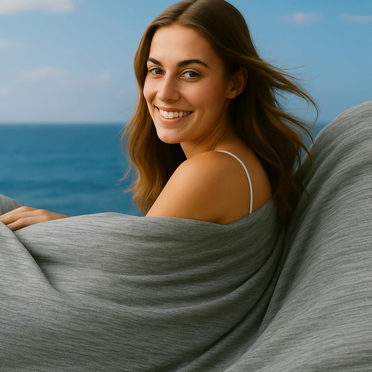 DOWNCOOL Cooling Blanket Queen Size, Grey Summer Blanket for Hot Sleeper and Night Sweats, Lightweight Soft Q-Max>0.4 Arc-Chill Cool Blanket