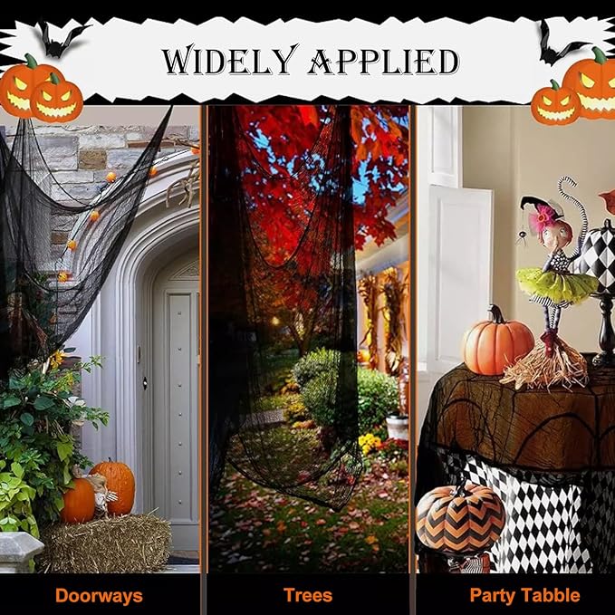 6 Pack Halloween Black Creepy Cloth - Halloween Decorations Clearance - 30X72 Inch Spooky Fabric Cloth for Haunted House - Creepy and Spooky Halloween Decorations for Party Outdoor Or Indoor