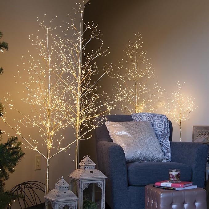 6 Ft Gold Fairy Light Tree Room Décor Bedroom Décor Artificial Tree, 750 Warm White LED Lights