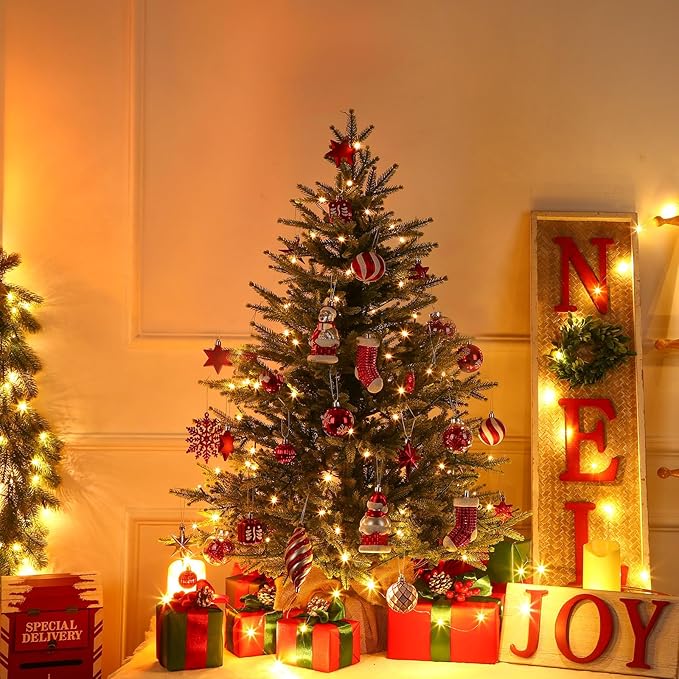 3ft Prelit Artificial Small Mini Christmas Tree with Color LED Lights, Remote Control and Timer, Perfect for Xmas Decor, Wedding Dining Table top, Home, Kitchen,3 Foot