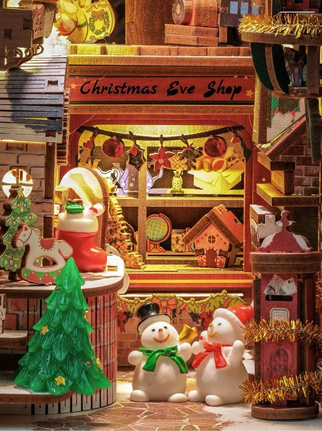 CUTEBEE Christmas Book Nook Kit - DIY Miniature House Dollhouse Kit for Adults, Teens, Booknook Tiny House Bookshelf Decor 3D Wooden Puzzle, Gifts for Family, Friends （Christmas Wish Store）