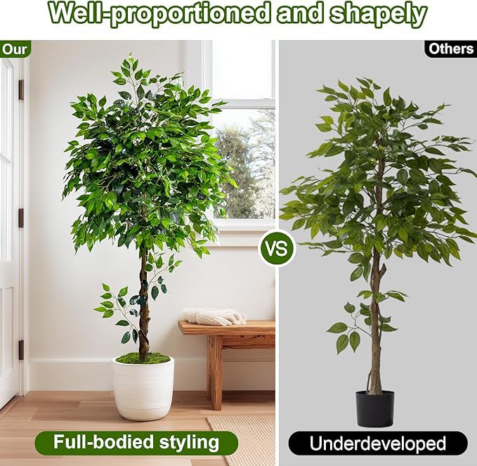 Big Ficus Large Artificial Trees Tall Faux Tree Indoor Outdoor Realistic decoracion Floor Fake plantas for Home Living Room Bedroom Office Porch Outside Patio arboles artificiales para Decor