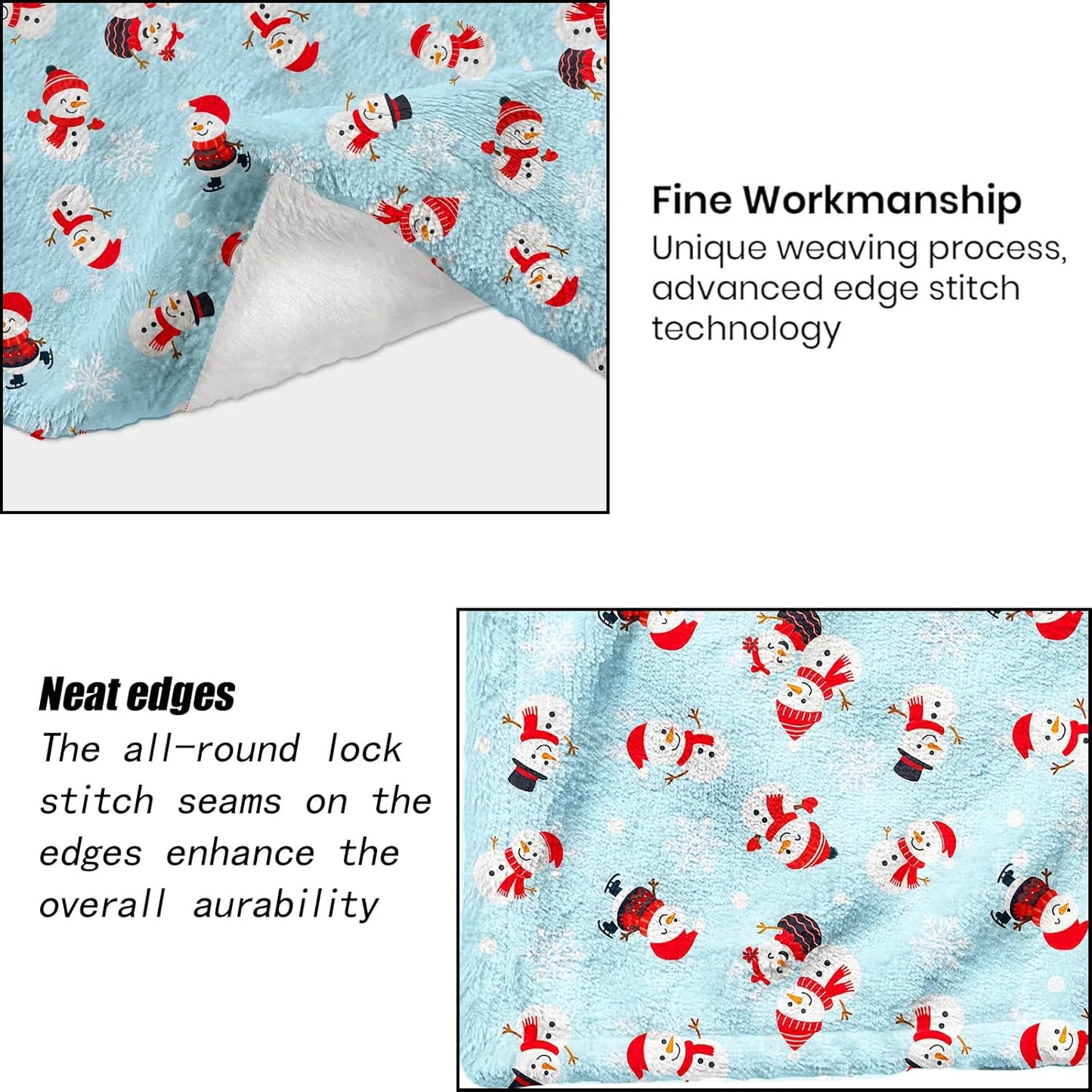 Cute Snowman Christmas Decorative Throw Blanket, Snowflake Print Decoration,Flannel Winter Blue Blankets for Couch Sofa,Holiday Decor,Xmas Festival Gifts for Kids Adults 60x80 Inch