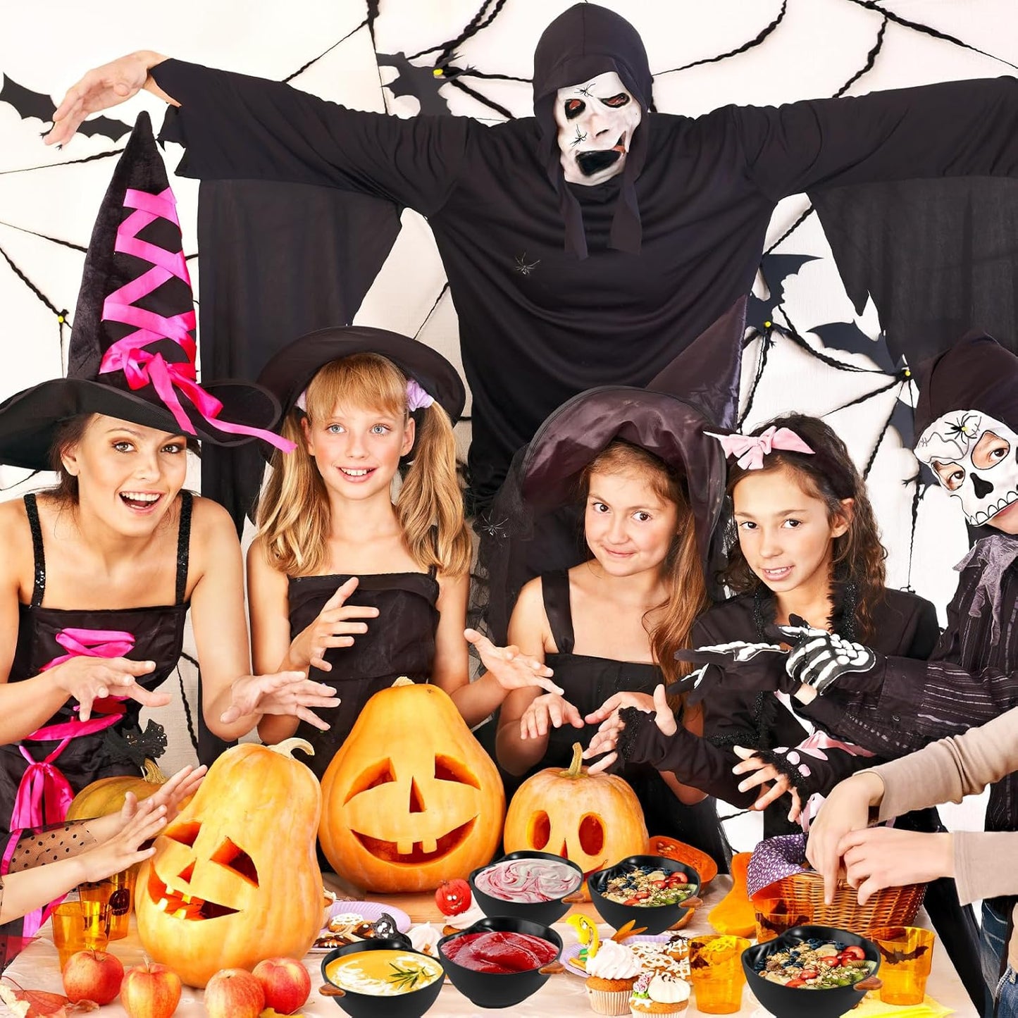 Kolewo4ever 12 Pieces Thanksgiving Bowls Pumpkin Bowl 6 Ounces Ramekins Small Pumpkin Shaped Bowls Dinnerware Decoration for Fall Thanksgiving Serving Dip, Sauce, Condiments,Snack (Black)