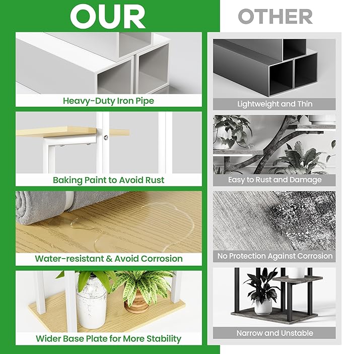 Plant Stand Indoor with Grow Lights - Tiered Corner Shelf Small Metal Lighted Flower Rack Multiple