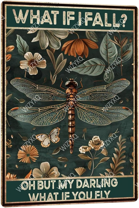 Metal Signs What If I Fall Oh But My Darling What If You Fly Retro Tin Sign for Home Office Kitchen Bar Cafe Garden Wall Decor 12x8 Inch