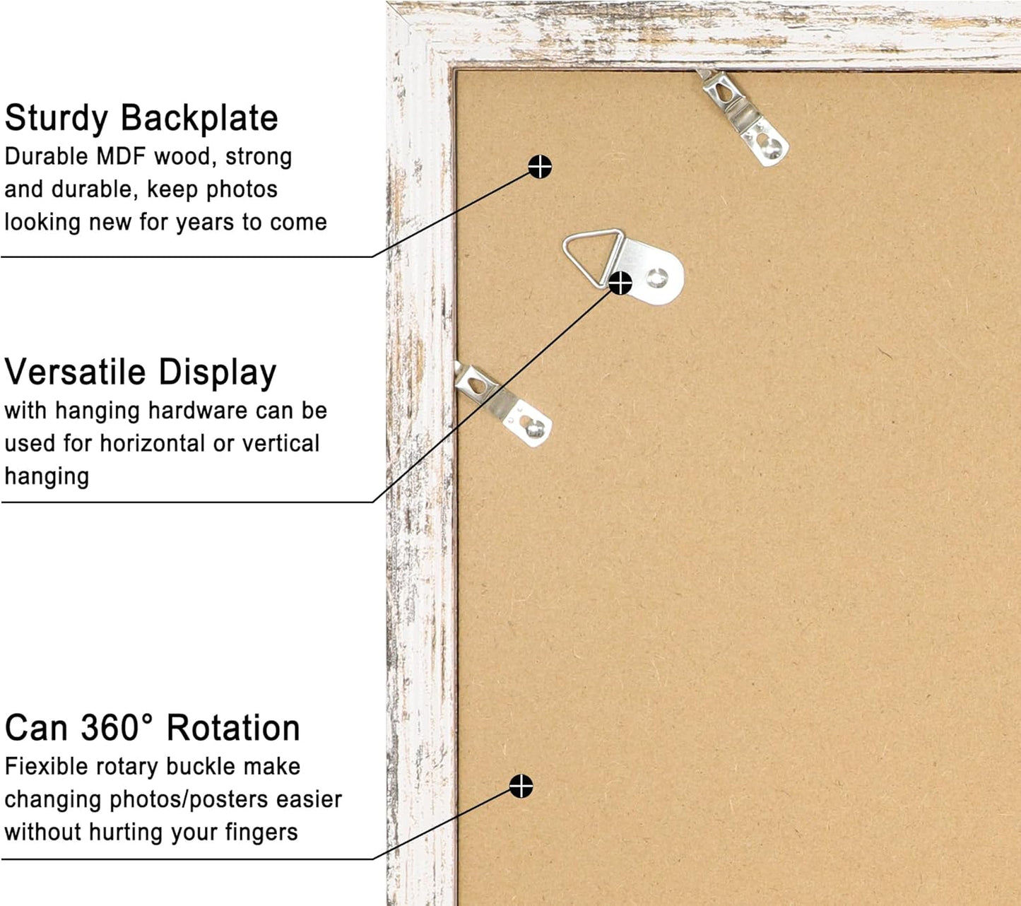 iRahmen 12x18 Picture Frame Set of 2 with Plexiglass, Distressed White Wood Poster Frame for Photo Gallery Wall Mounting Horizontal and Vertical