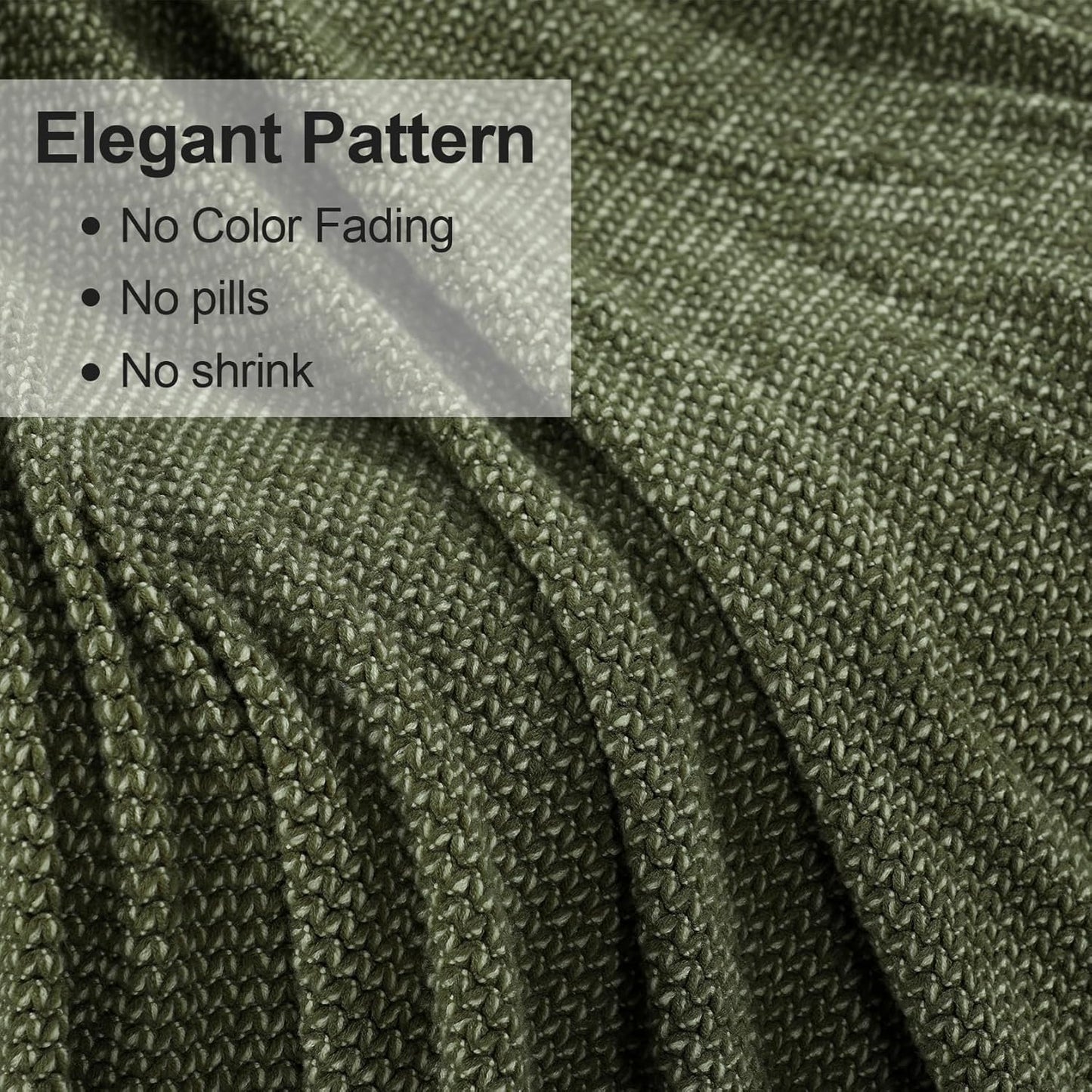 Blagic Knitted Throw Blanket for Couch, Soft Farmhouse Throw Blanket with Tassels,Home Decorative Lightweight Blankets,Spring Throws for Bed/Chair/Sofa,Wheat Textured (Green & White,60" W x 80" L)