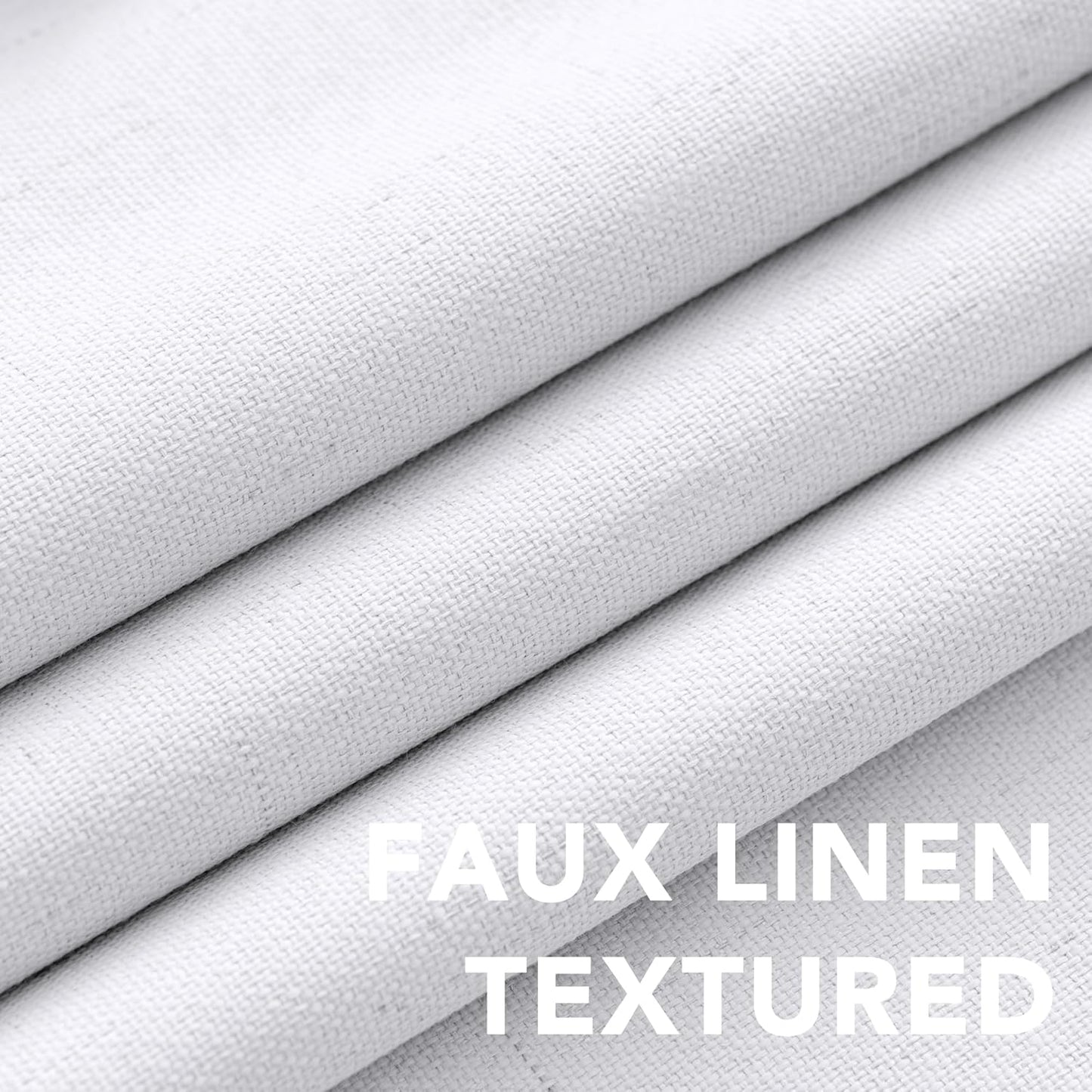 H.VERSAILTEX Linen Blackout Curtains 63 Inches Long 100% Blackout Thermal Insulated Textured Linen Look Curtain Draperies Anti-Rust Grommet, Energy Saving with White Liner, 2 Panels, Bright White