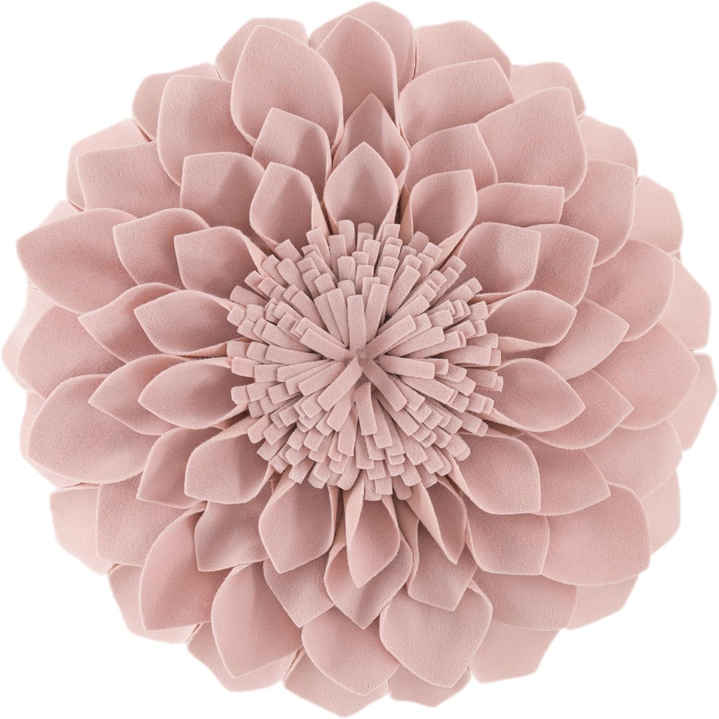 JWH Handmade 3D Flower Throw Pillow Covers Aesthetic Decorative Round Dahlia Accent Pillow Cases Soft Velvet Pillowcase Stereo Cushion for Bed Couch Bedroom Decor Sham 12 Inch Dusty Pink