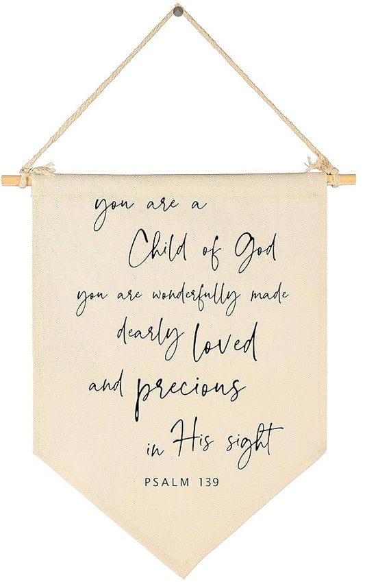 You Are A Child of God-Scripture Wall Decor, Baby Banner Gift Shower-Flag Decor Gifts for Baby Boys Girls Newborn Kids-Banner Wall Sign Gifts for Nursery Baby Room Playroom Bedroom Front Door