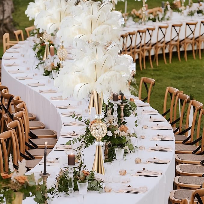 VIJIV Gold Tall Crystal Flower Vases for Centerpiece - 28'' Large Trumpet Vase for Bouquet Skinny Decorative, Table/Floor Vase Flower Stand for Party Event, Dining Table Décor, Bridal Shower, Wedding