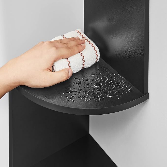 VASAGLE Corner Shelf Wall Mount, 5-Tier Floating Corner Bookshelf, Plant Shelf for Bedroom, Living Room, Bathroom, Home Office, Ink Black