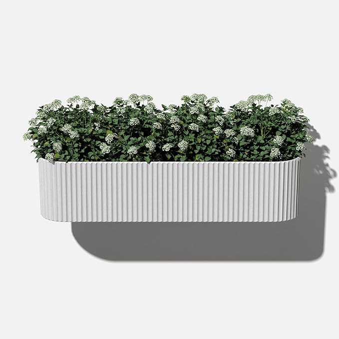 Veradek Demi Series Railing Planter - Hanging Planter Box for Windowsill/Balcony | Plastic-Stone Composite w/Railing Bracket | Modern Décor for Flowers