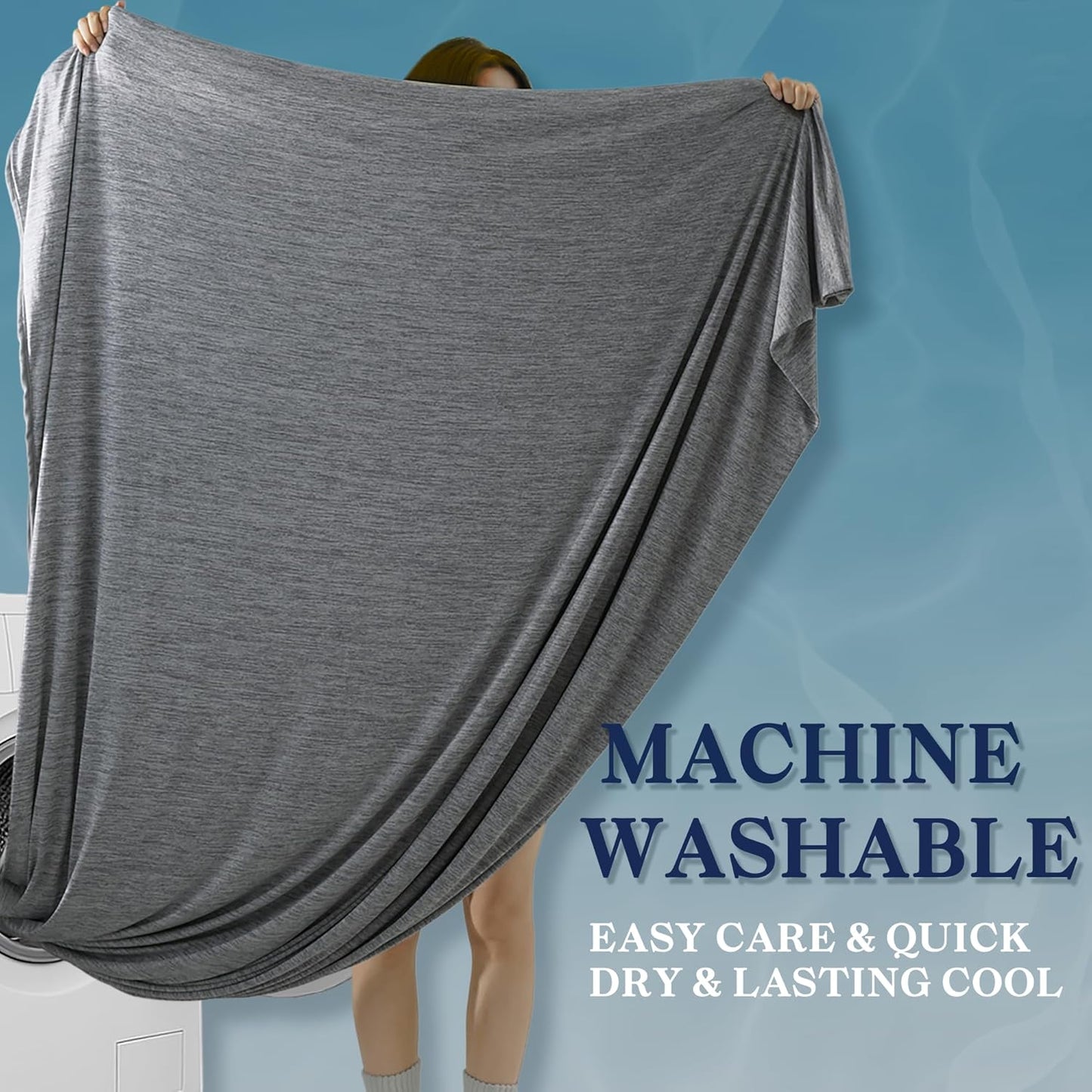 DOWNCOOL Cooling Blanket Twin Size, Grey Summer Blanket for Hot Sleeper and Night Sweats, Lightweight Soft Q-Max>0.4 Arc-Chill Cool Blanket