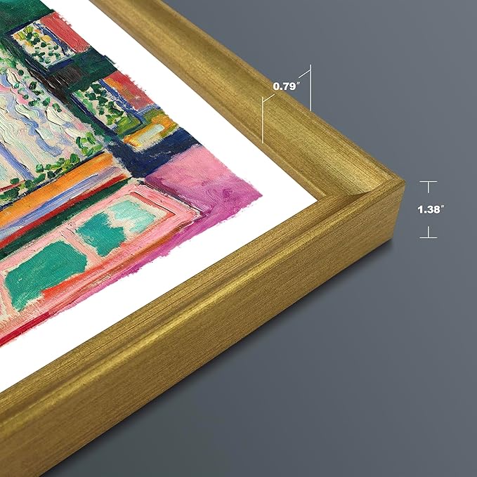 Wieco Art Framed Canvas Wall Art 3 Piece Henri Mattise Art Abstract Colorful Matisse Posters Canvas Prints for Wall and Home Office Decorations Bronze Gold Frame