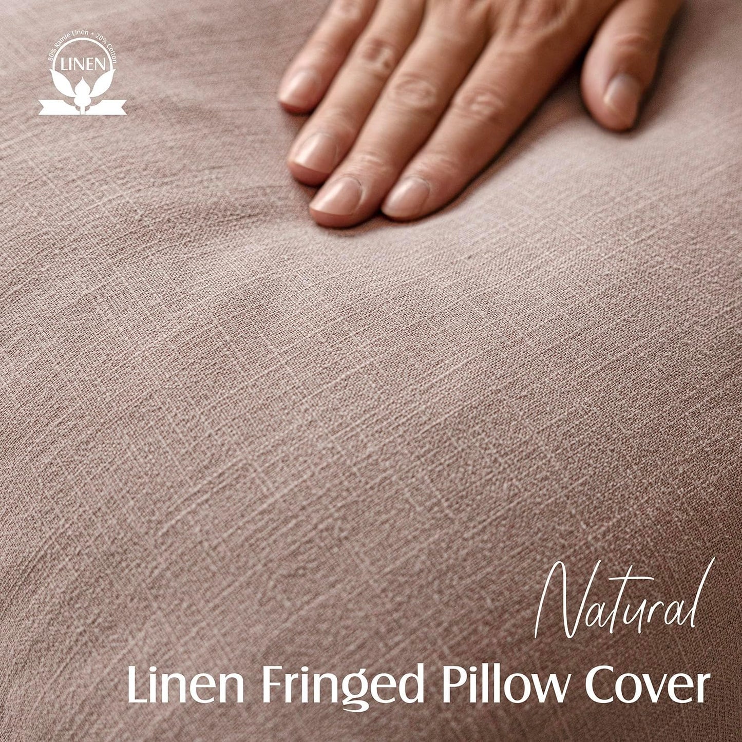 Foindtower Decorative Linen Fringe Throw Pillow Covers Cozy Boho Farmhouse Cushion Cover with Tassels Soft Accent Pillowcase for Chair Sofa Bed Living Room Home Decor, 20×20 Inch,1PC,Dusty Pink