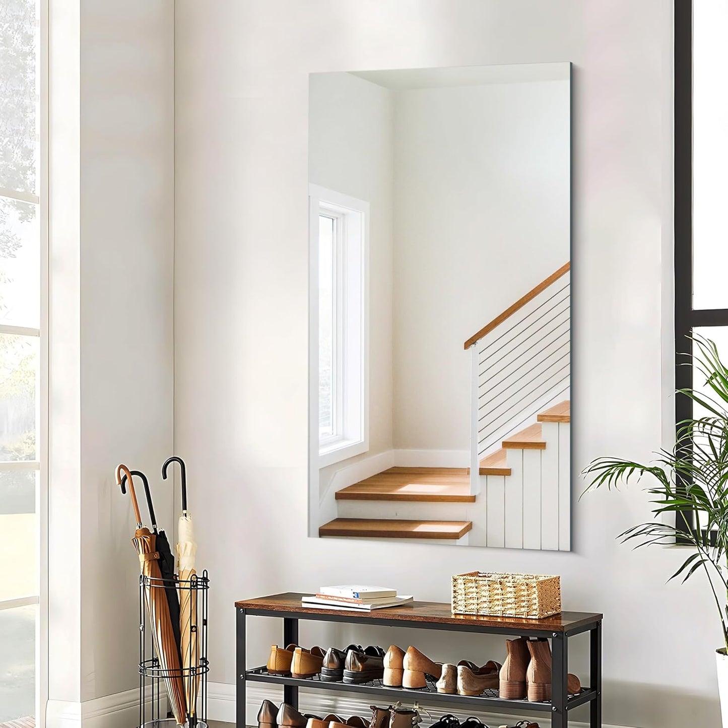 Frameless Mirror, 30x55 Inch Rectangle Bathroom Mirrors for Wall, Upgraded Shatterproof Large Vanity Mirror Over Sink with Polished Edge for Bathroom,Bedroom,Living Room and Entryway