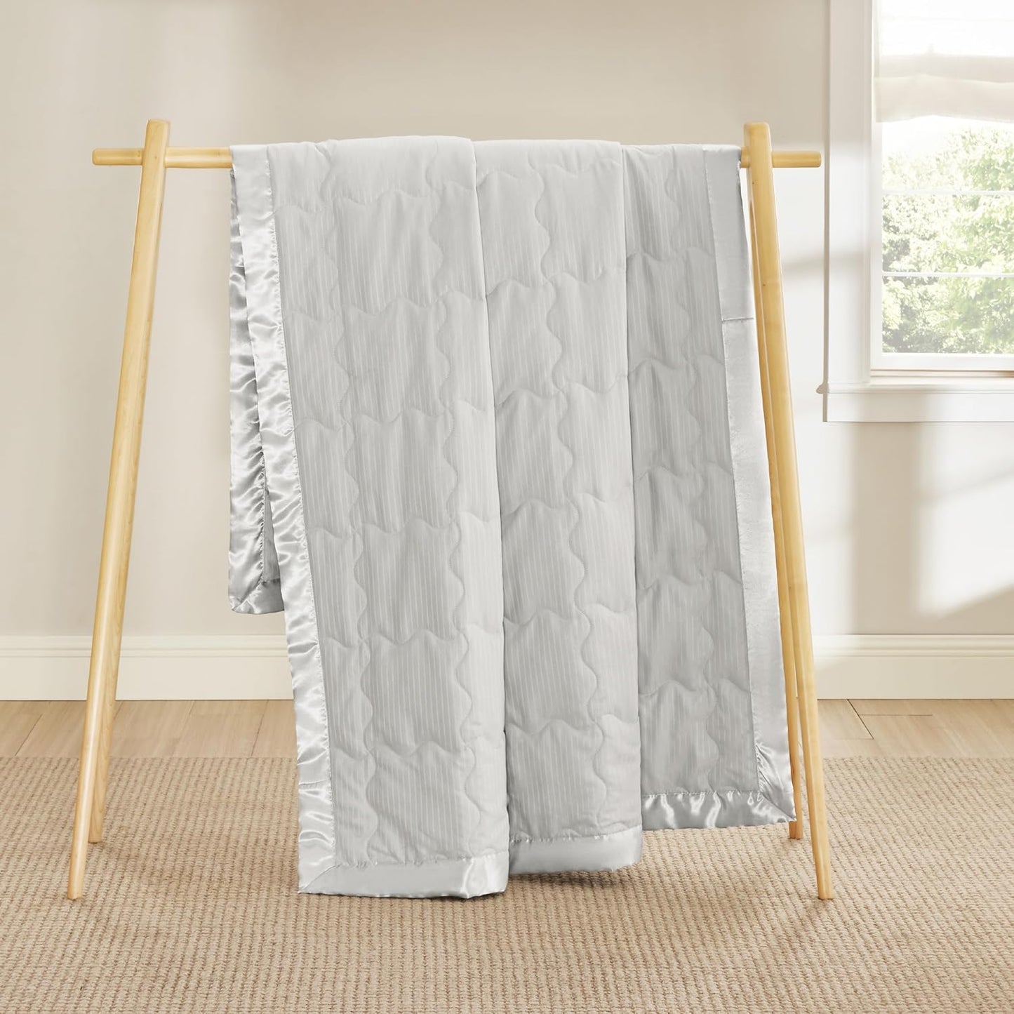 Bedsure Lightweight Blanket for Summer King Size - Down Alternative Blanket with Satin Trim for Bed, Light Summer Throw Grey, 108x90 Inches